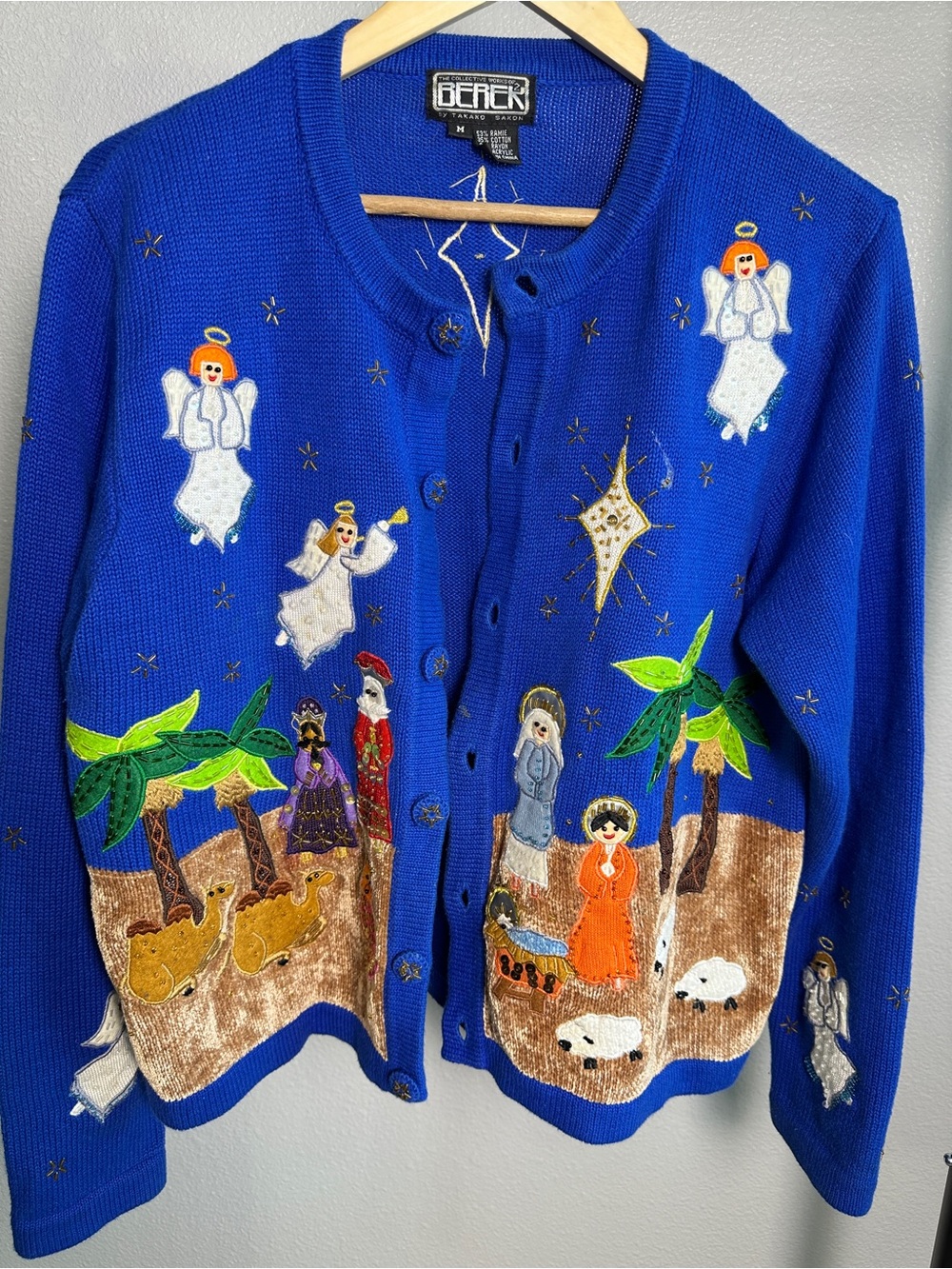 Vintage Berek Women’s Navity Cardigan Sweater Size M, See Description